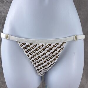 Beach Bunny Ava Tango Bikini Bottom Womens Size Small White Ring Swimwear‎